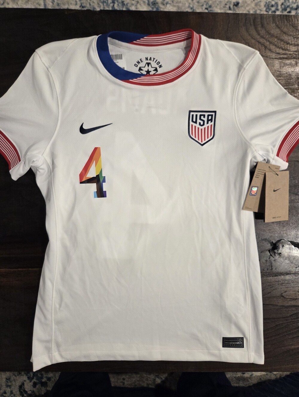 Nike Dri-FIT USWNT Home Pride #4 Adams Women's Size Small Soccer Jersey 2024